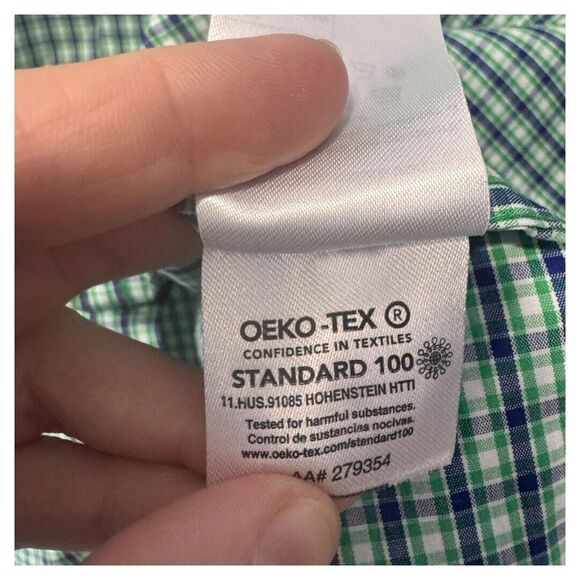 Lauren Ralph Lauren Fitted Non-Iron‎ Pure Cotton Green Micro Check 34/35(XL) - Picture 4 of 4